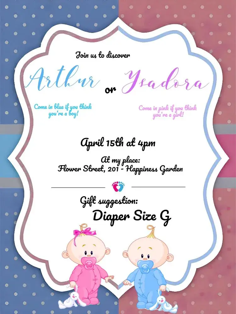 Blue Boy Or Girl Gender Reveal Tea invitation