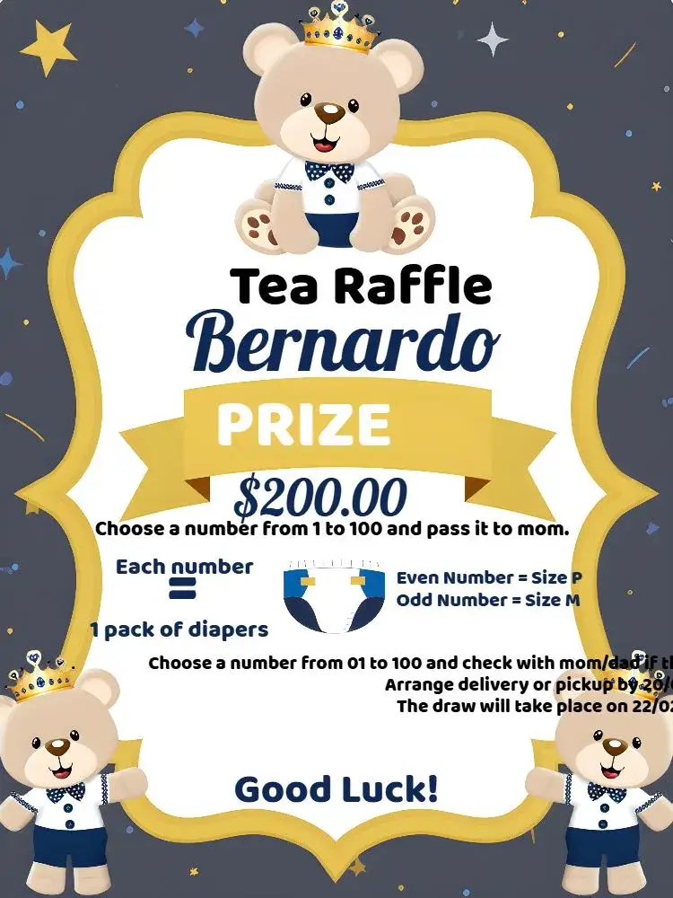 Prince Teddy Bear Baby Shower Raffle invitation