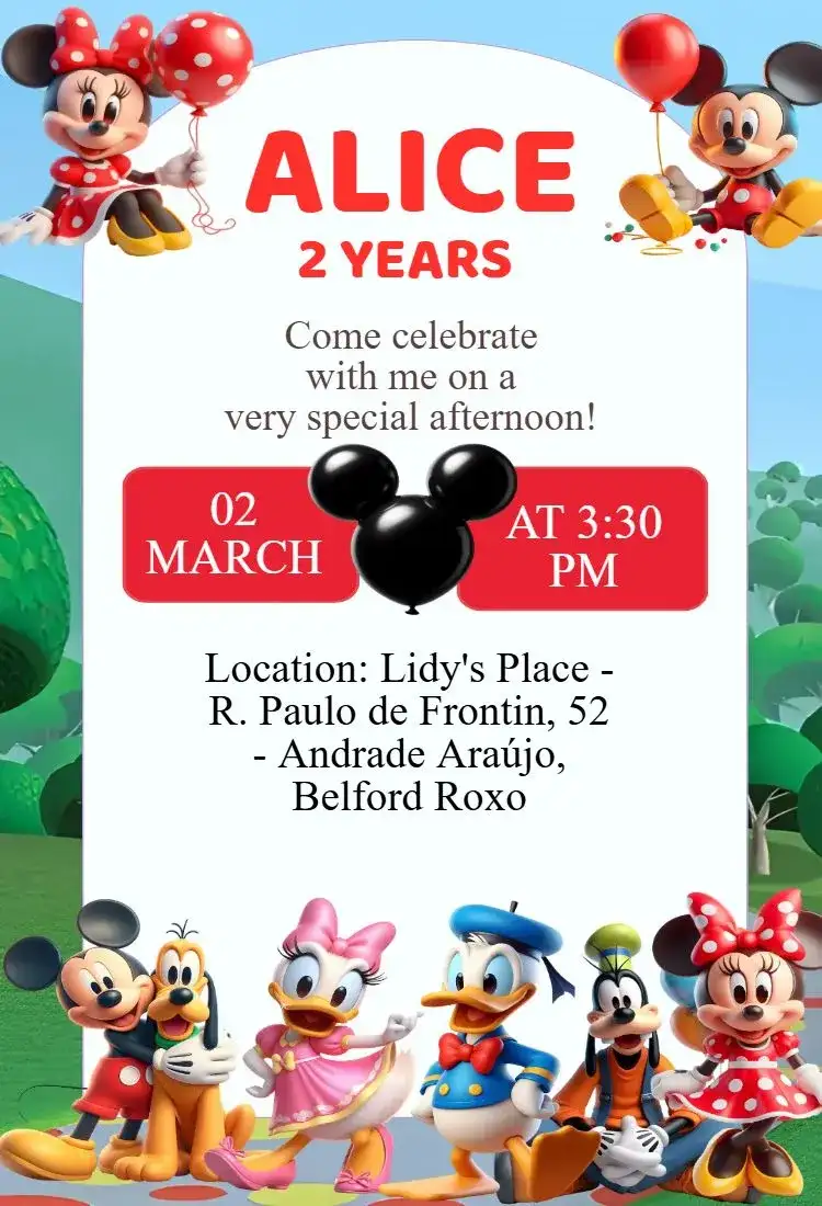 Mickey Mouse Birthday Invitation