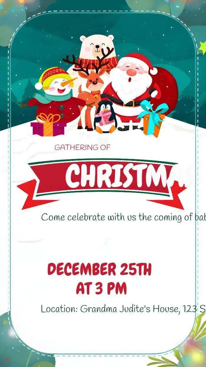 Invitation Christmas Dinner Celebration – Commemorative Dates theme festive, snow, vintage, golden, modern, colorful