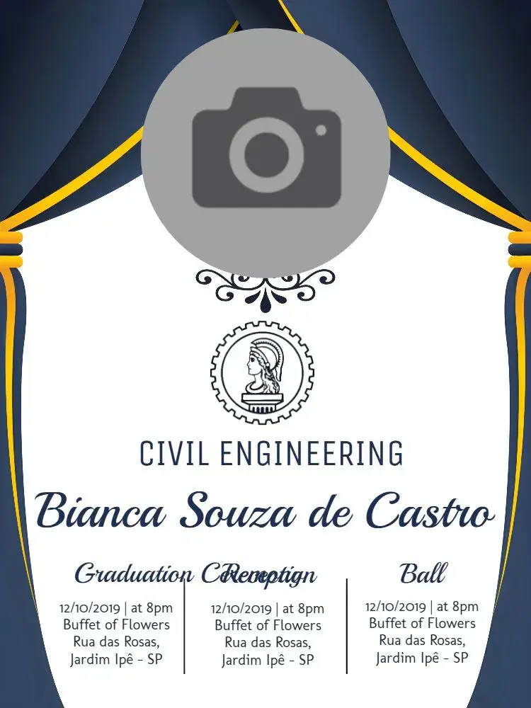 Civil Engineering Graduation With Golden Photo invitation