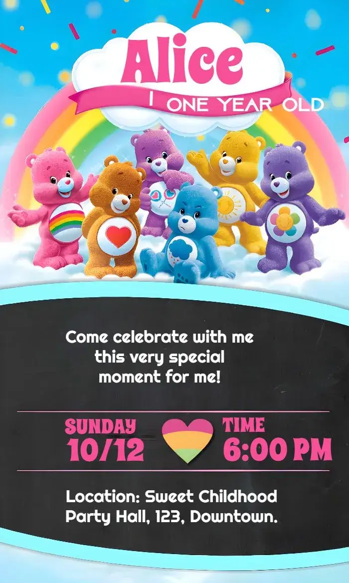 Grumpy Care Bears invitation