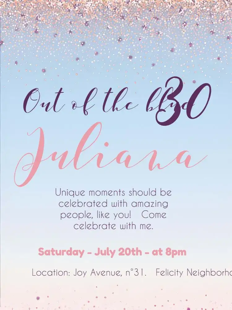 Invitation Glitter 50 – Birthday theme shine, modern, elegant, bold colors, glitter, contemporary style