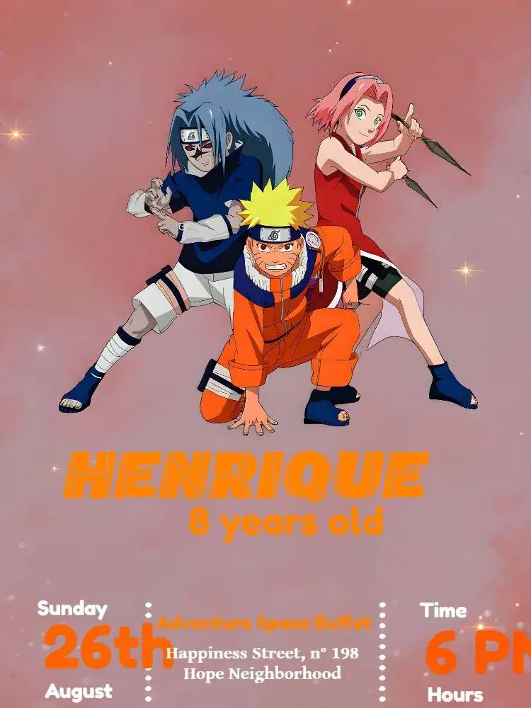 Invitation Black Naruto – Kids' Birthday Party theme modern, anime, fun, colorful, themed, youthful