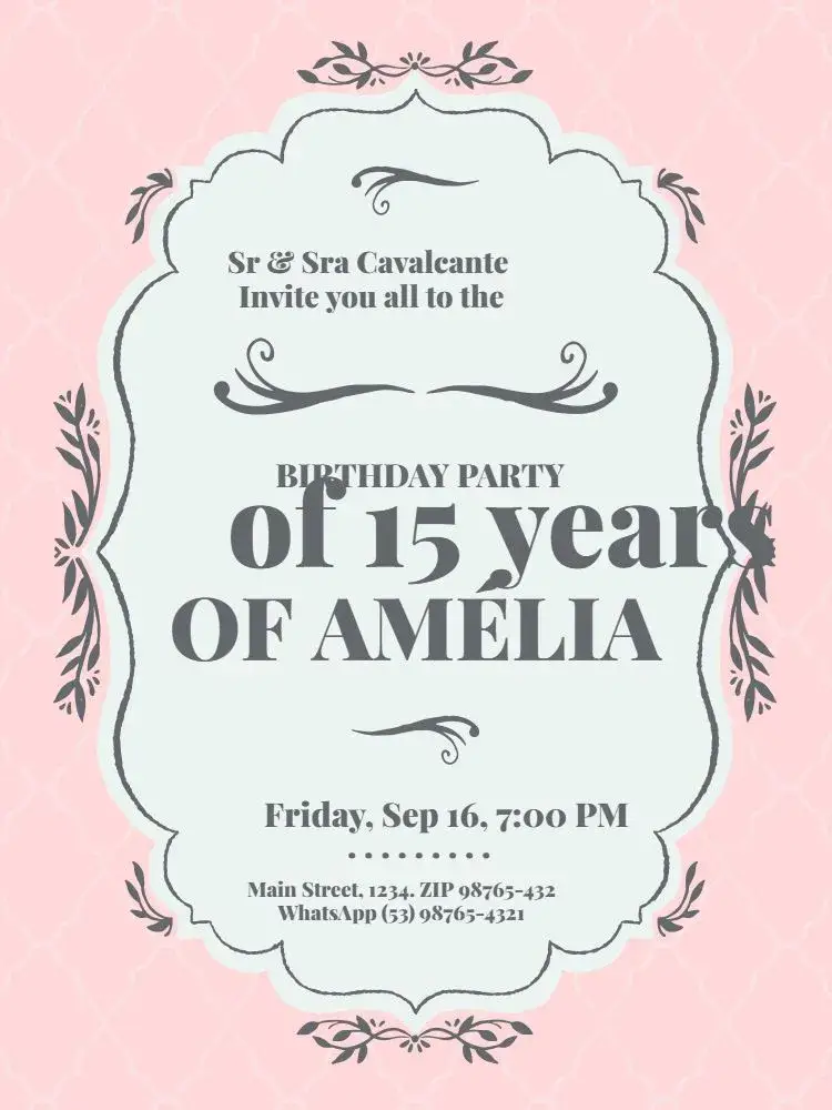 Elegant 15th Birthday Party invitation
