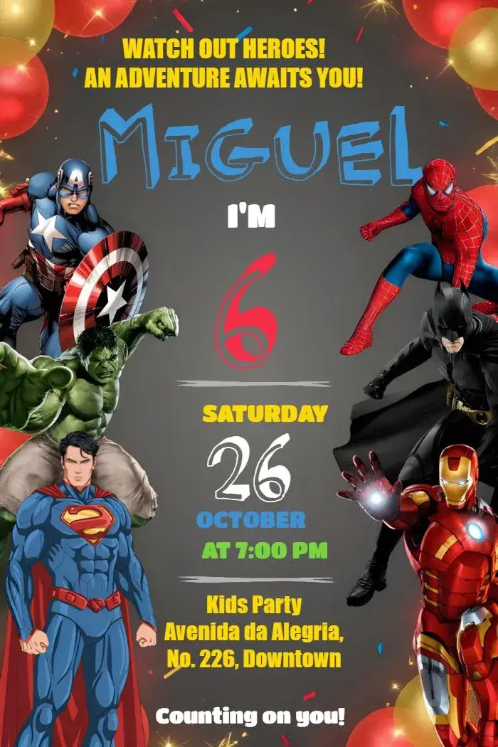Avengers Captain invitation