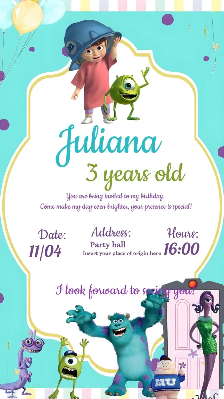 Monsters Inc. invitation