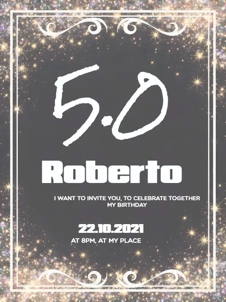 Invitation 50 Years Blackboard Black Chalk – Sweet 15 theme chalkboard, modern, elegant, black and white, minimalist
