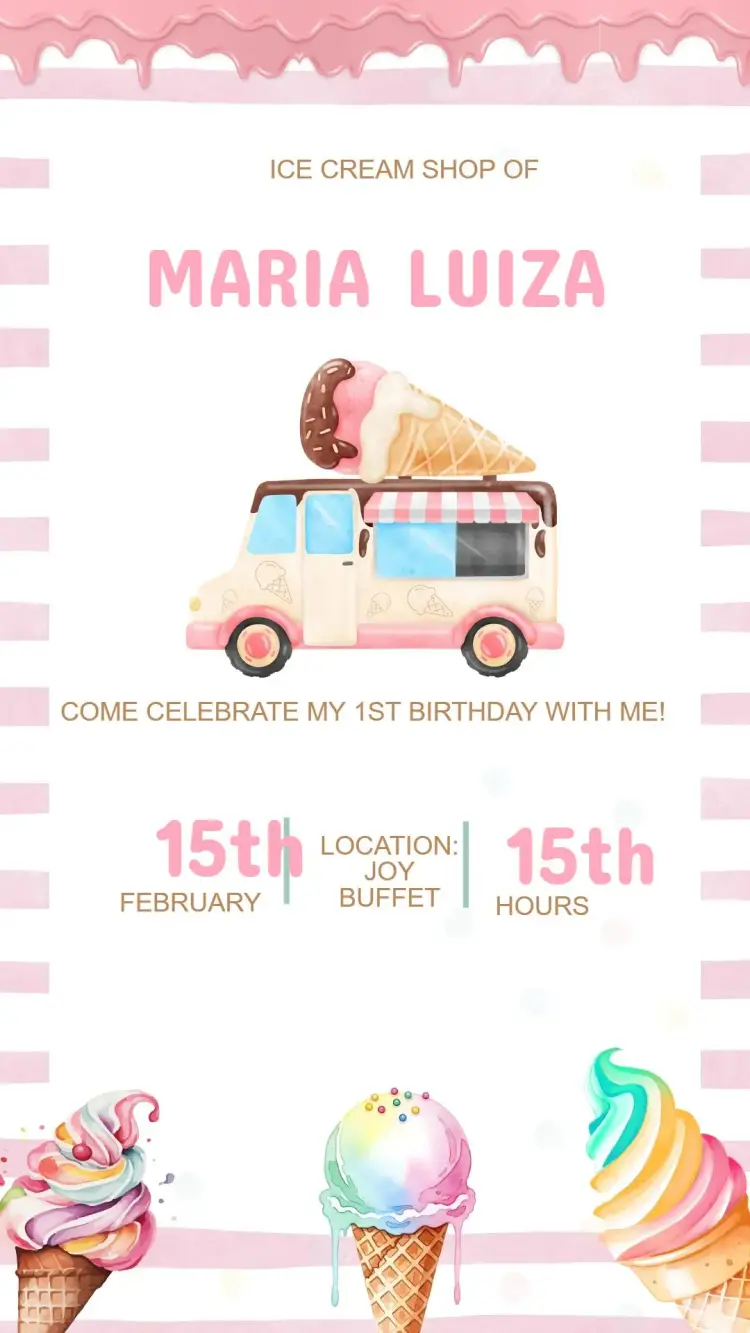 Ice Cream Birthday Invitation