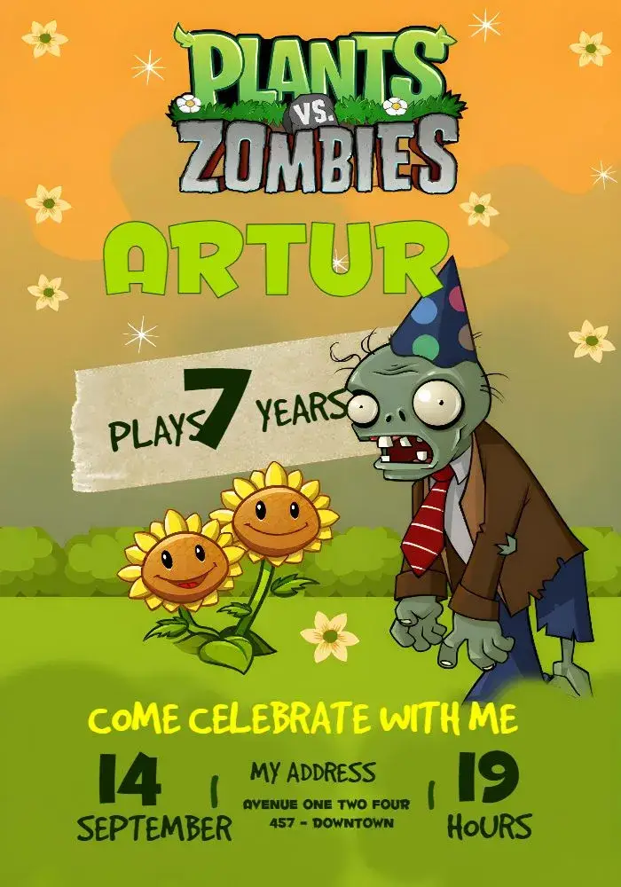 Plants Vs Zombies Game invitation