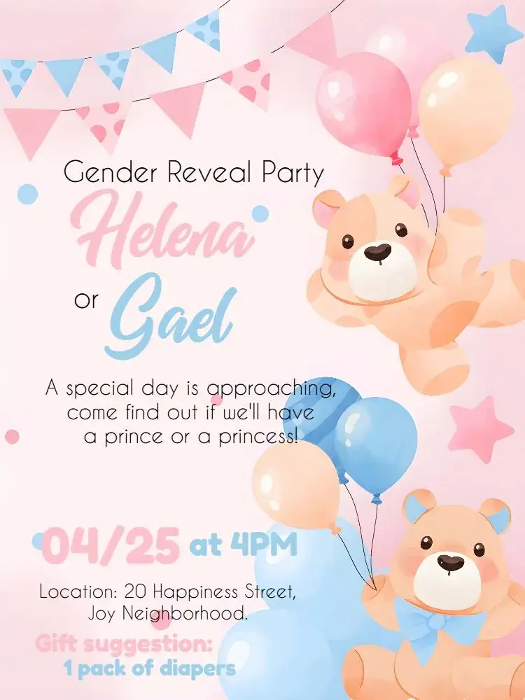 Teddy Bears Baby Gender Reveal invitation