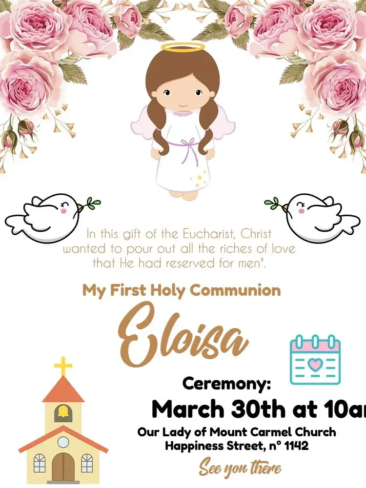 Invitation First Communion Flower – First Communion theme floral, delicate, romantic, childlike, colorful, modern