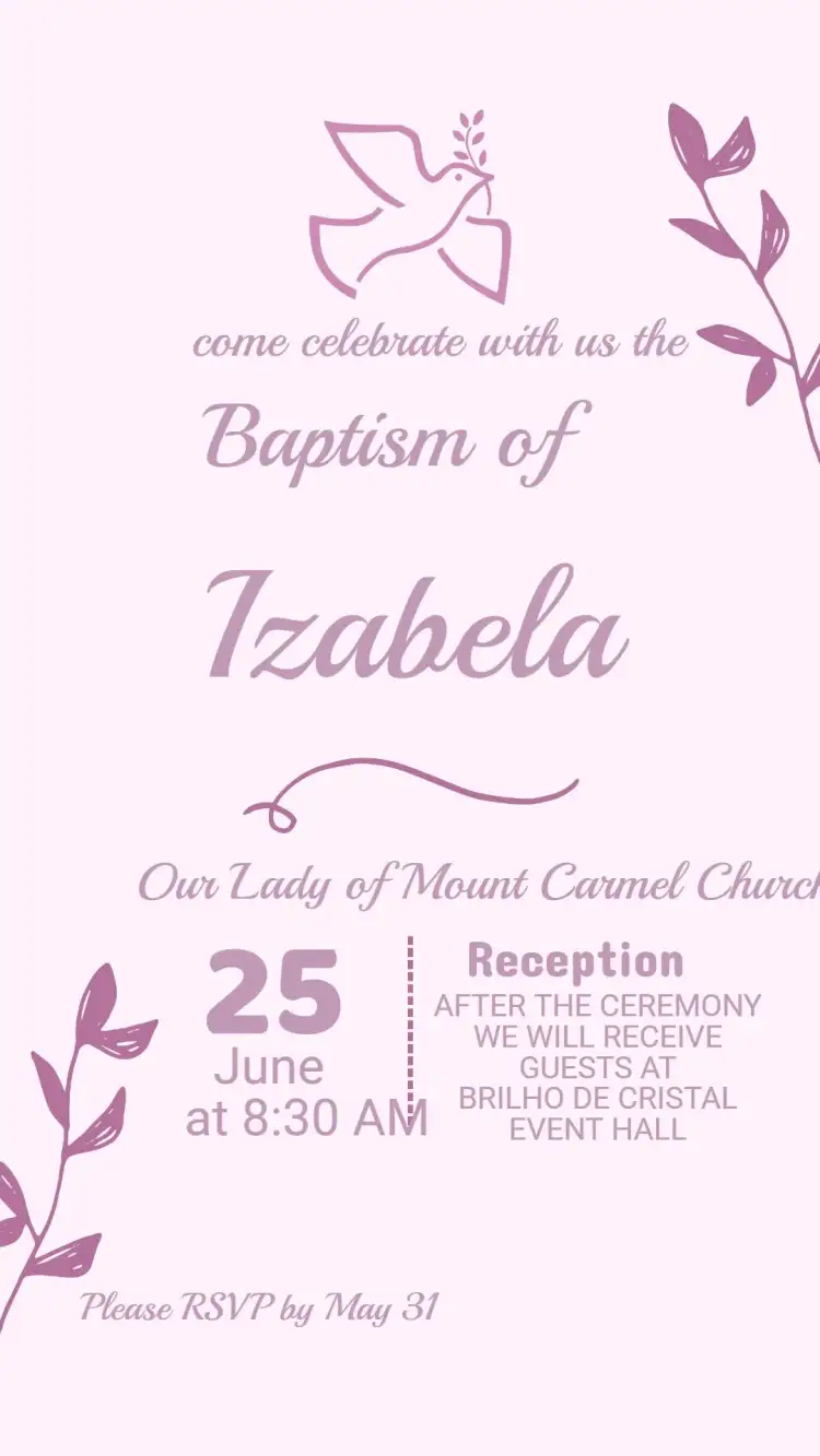 Invitation Baptism Invitation – Baptism theme floral, minimalist, pastel, golden, modern, classic