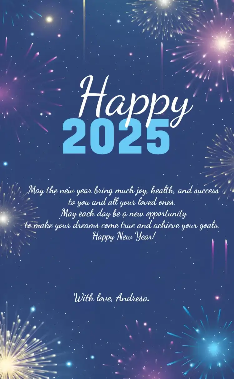 Invitation Happy New Year Card 2025 New Year's Eve – Commemorative Dates theme golden, festive, sparkling, colorful, modern