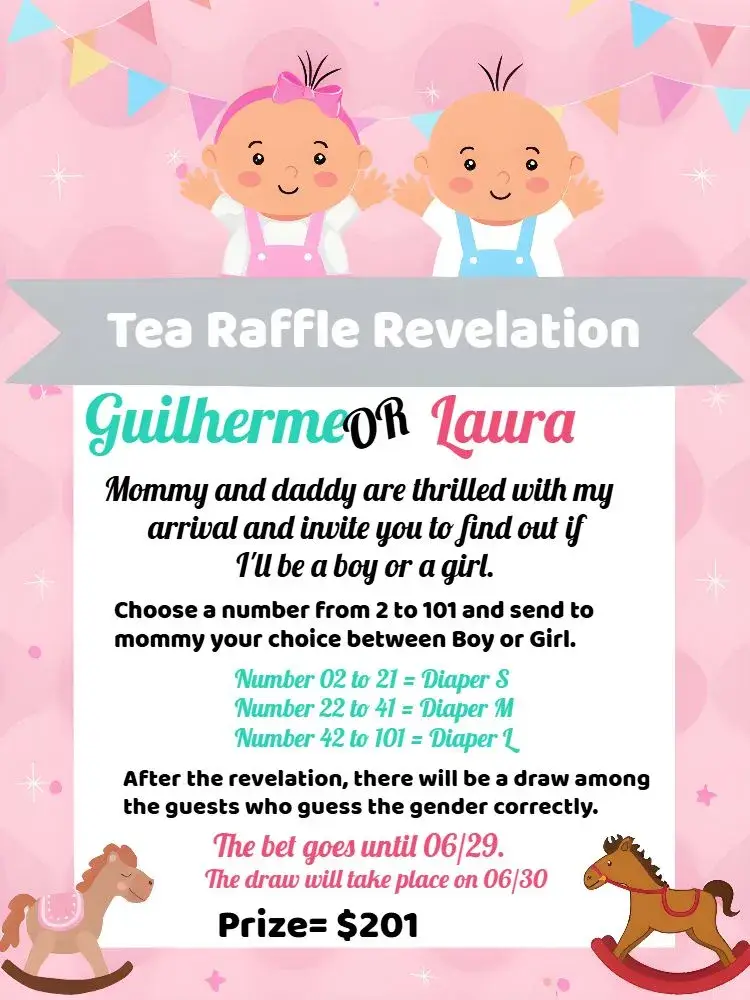 Tea Raffle Babies Gender Reveal invitation