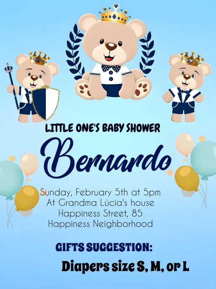 Prince Bear Baby Shower