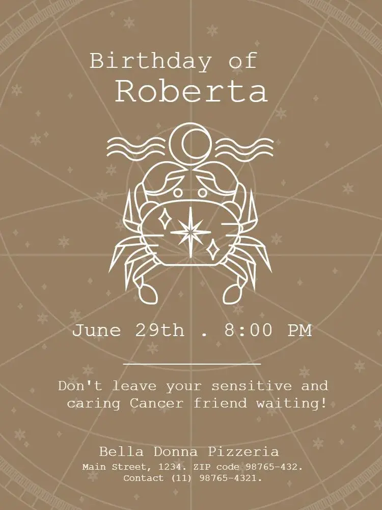 Cancer White Signs invitation