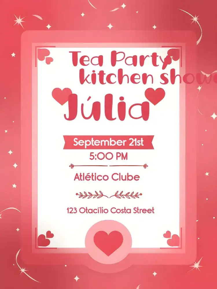 Invitation Bridal Shower Hearts New – Bridal Shower theme romantic, modern, colorful, feminine, fun, cheerful