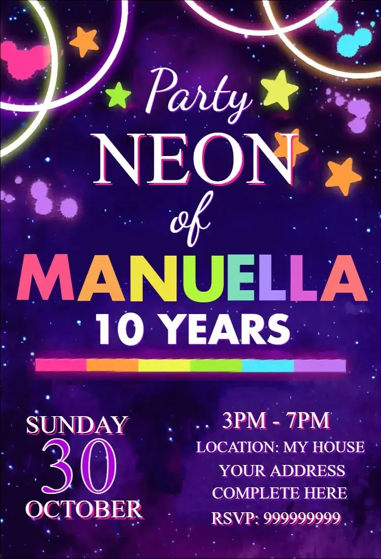 Neon Party 1 invitation