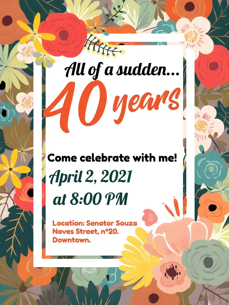 40 Years Floral Shine invitation