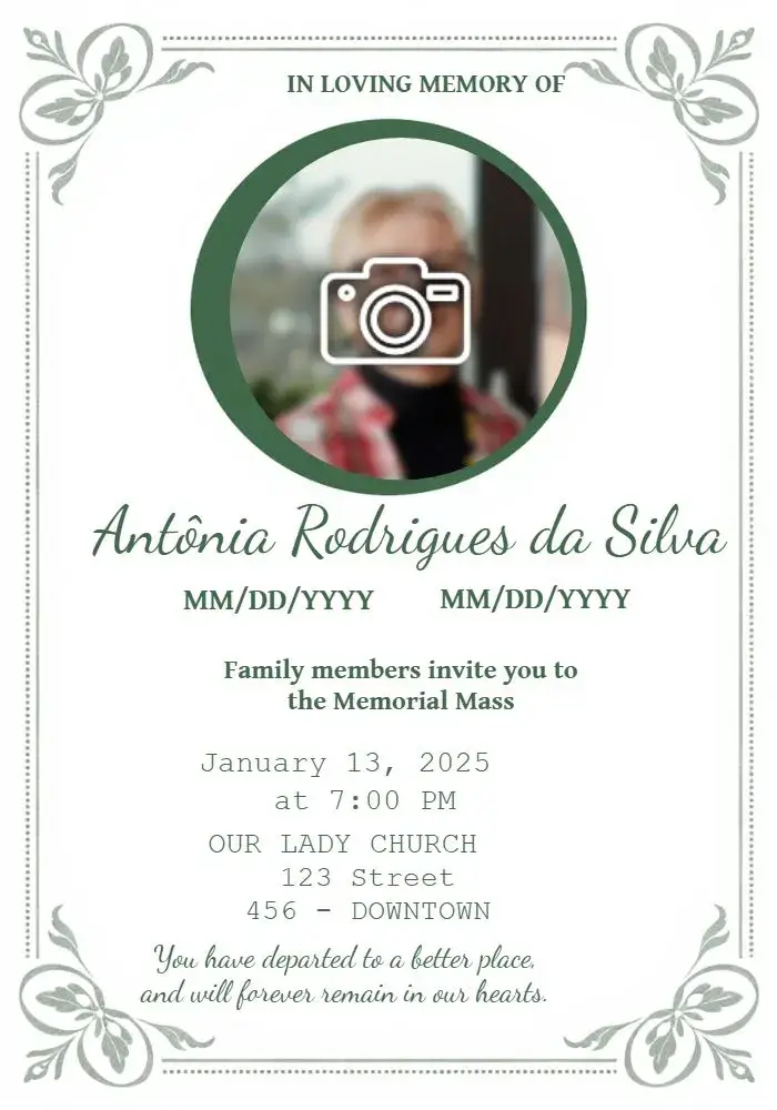 Seventh-Day Funeral Mass With Photo invitation