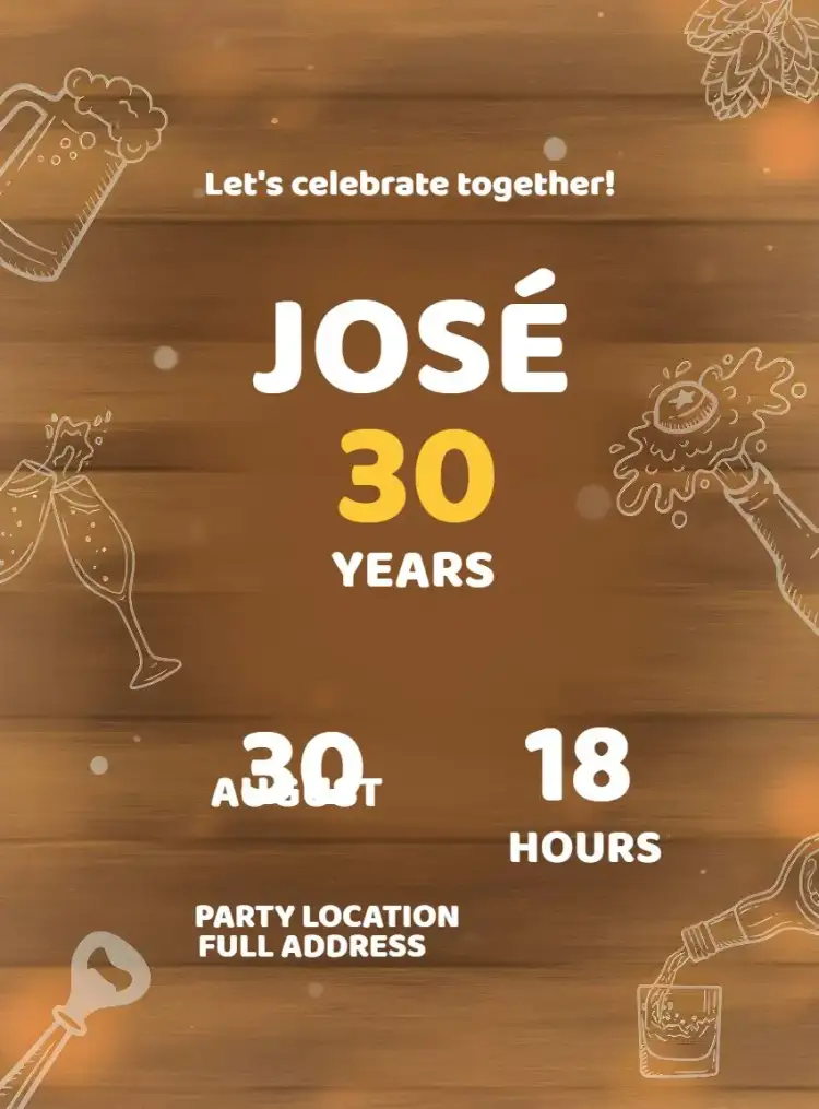 Invitation Boteco Homem – Birthday theme wooden, white, rustic, modern, cool, boho