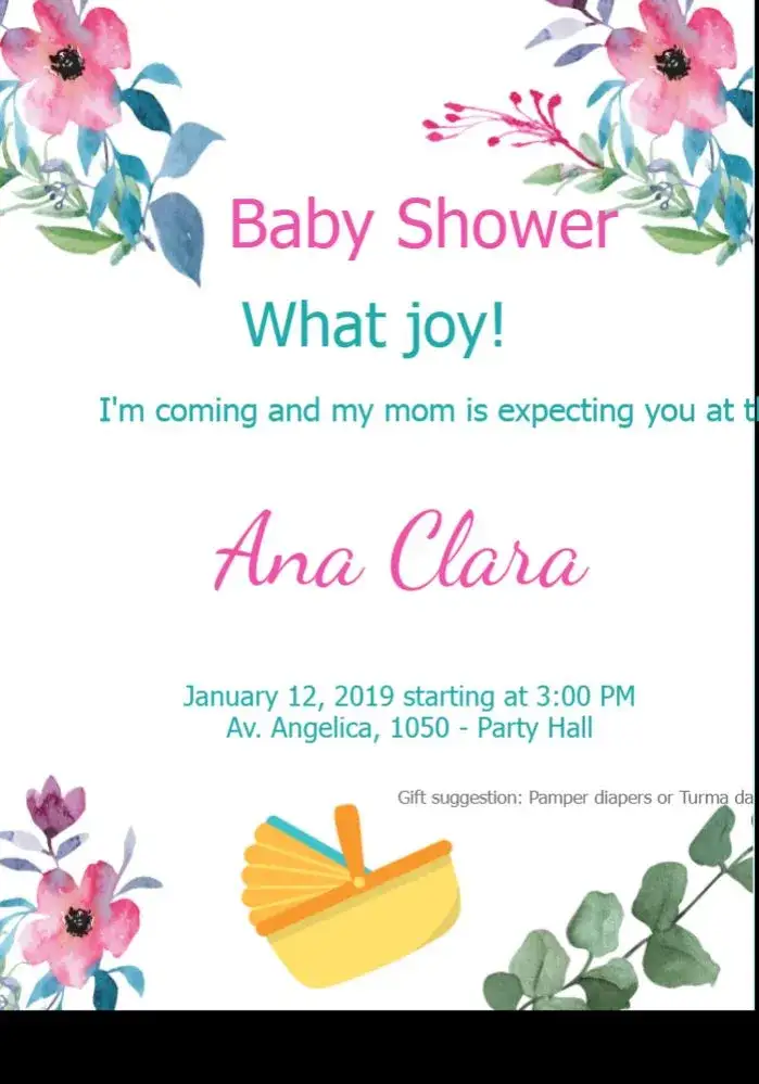 Invitation Baby Shower With Online Flowers – Raffle Tea theme floral, pink, colorful, modern, cheerful