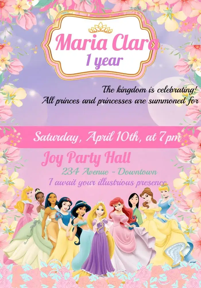 Disney Cute Green Princesses invitation