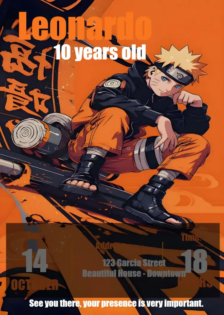 Naruto Shippuden Black invitation