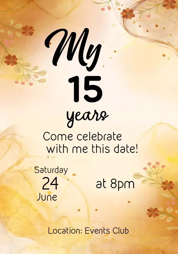 Blue 15th Birthday invitation