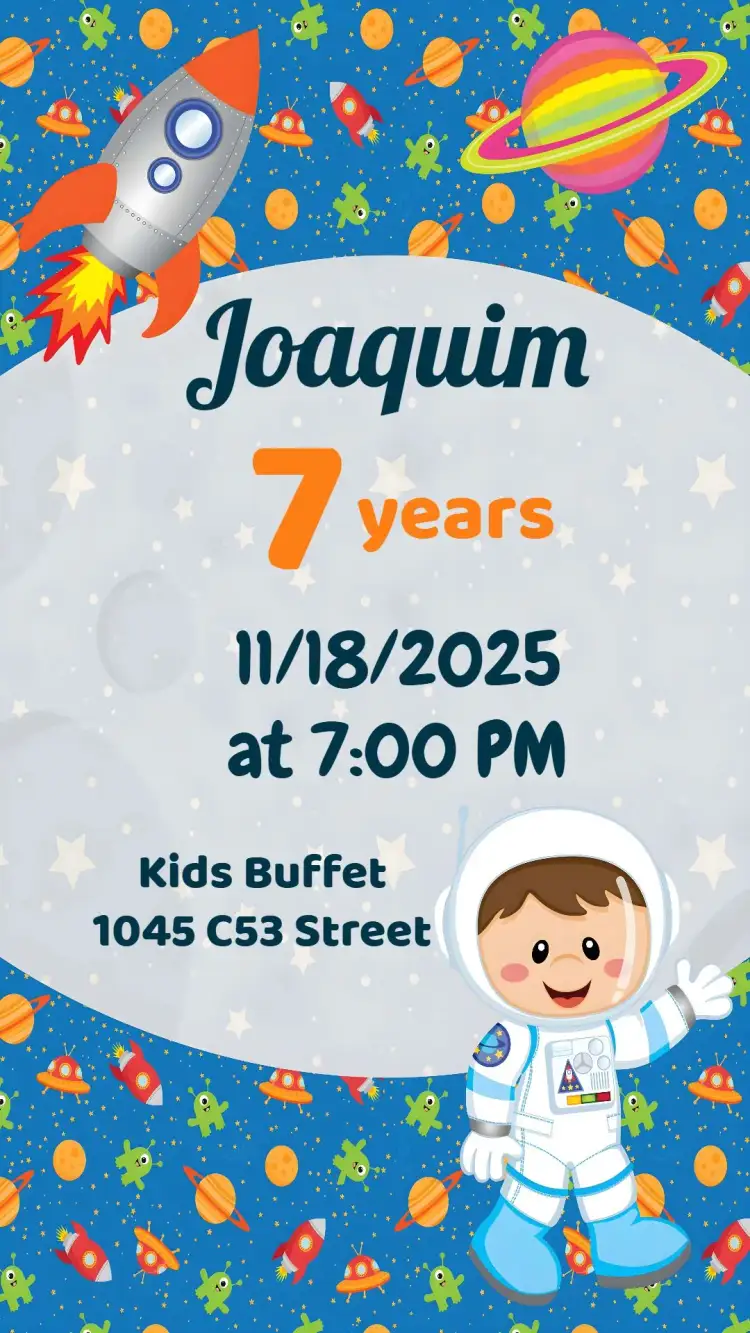 Invitation Astronaut – Kids' Birthday Party theme