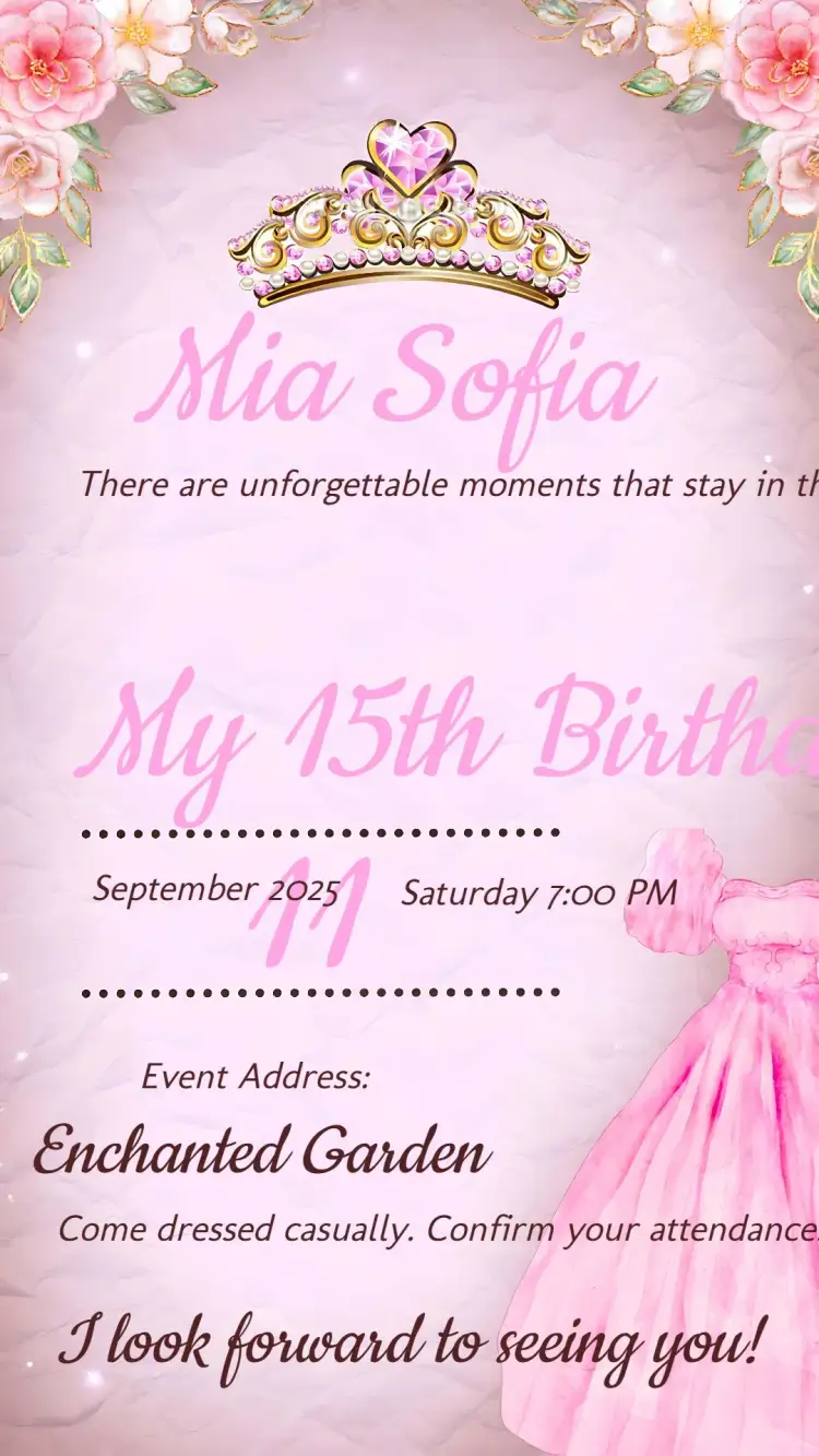 15th Birthday Dress invitation