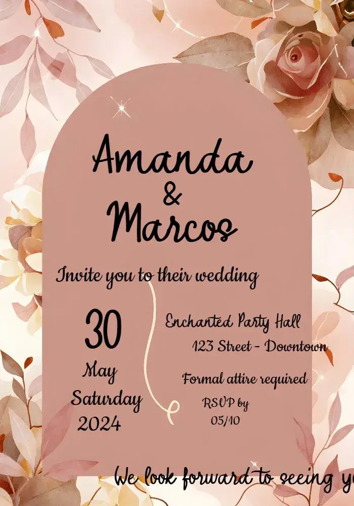 Rose Floral Wedding Flowers invitation