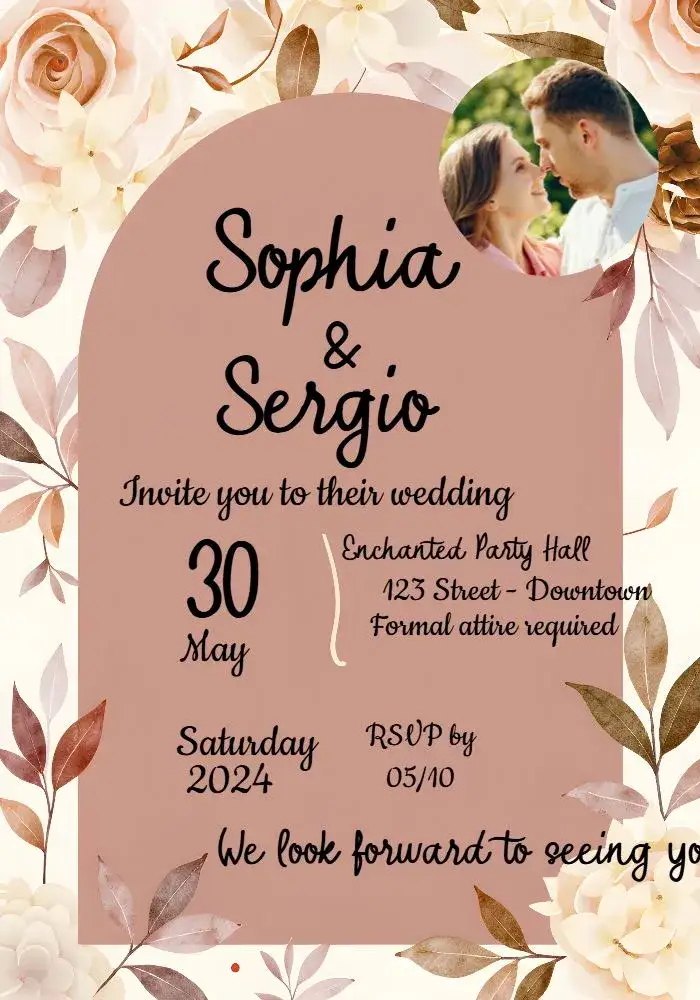 Invitation Rose Floral Wedding With Pink Photo – Most searched for theme floral, romantic, modern, delicate, pink, elegant