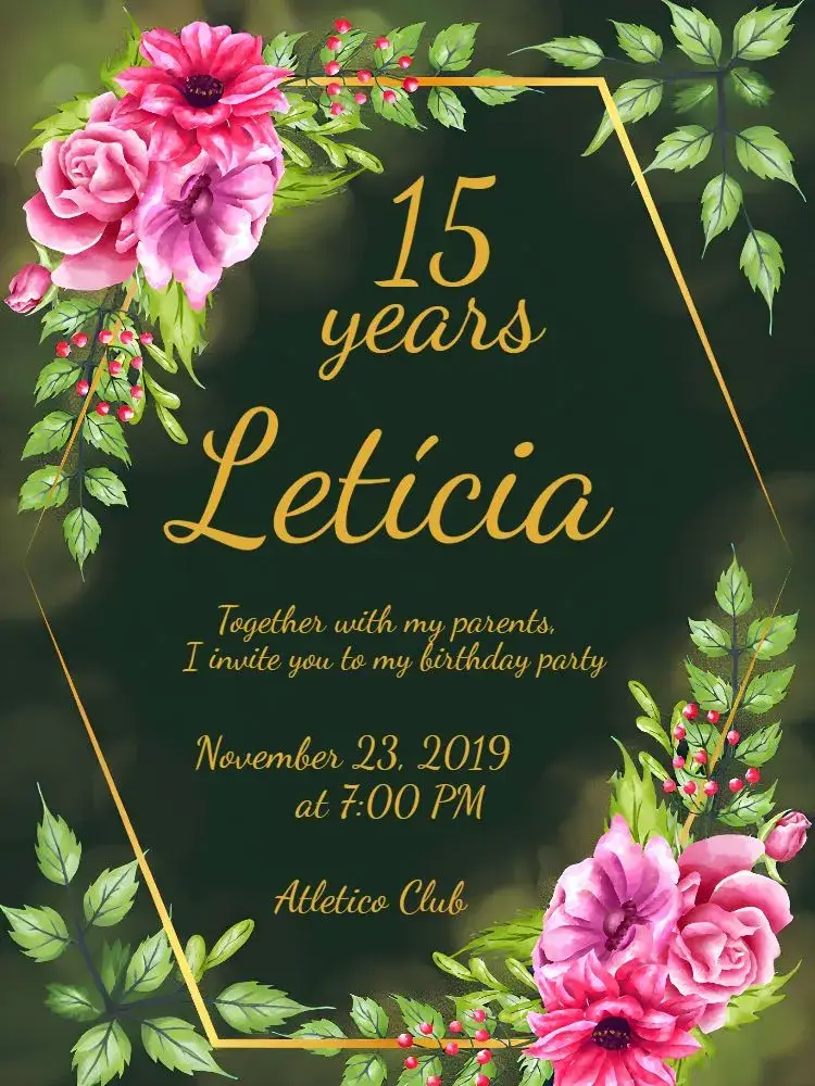 Modern Chic Romantic 15th Birthday invitation