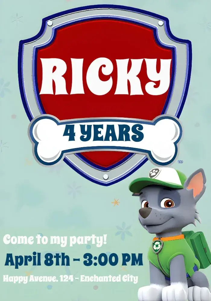 White Paw Patrol invitation