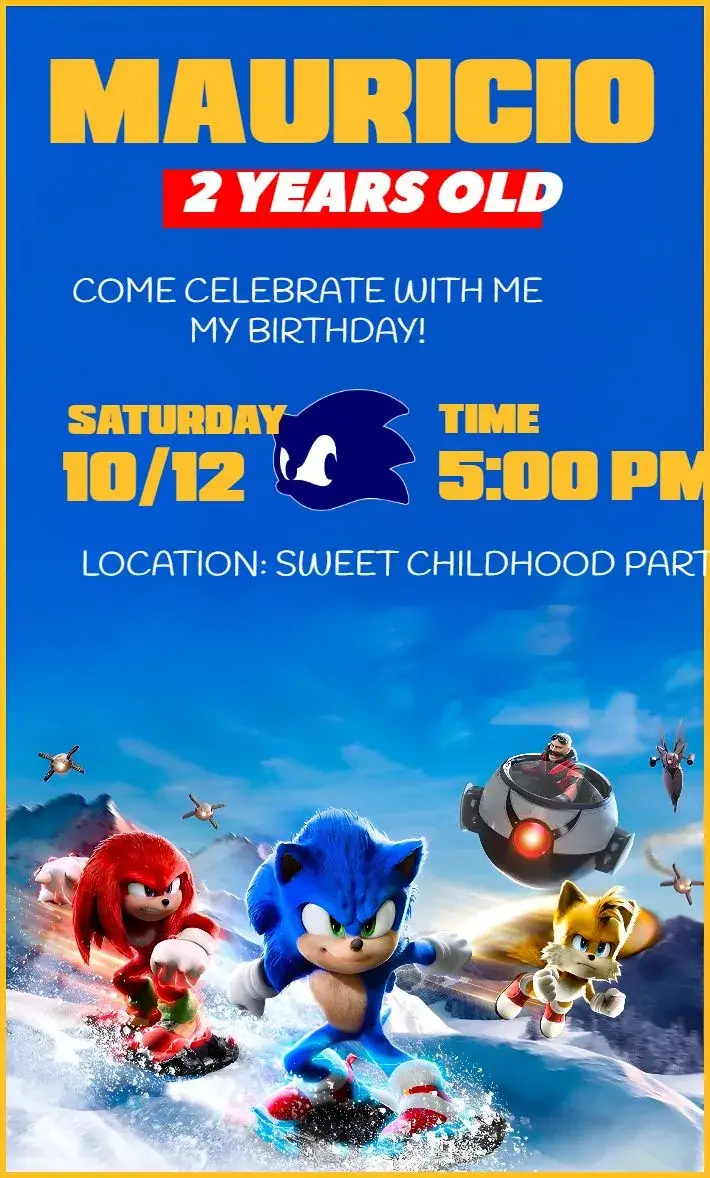 Sonic Tails invitation