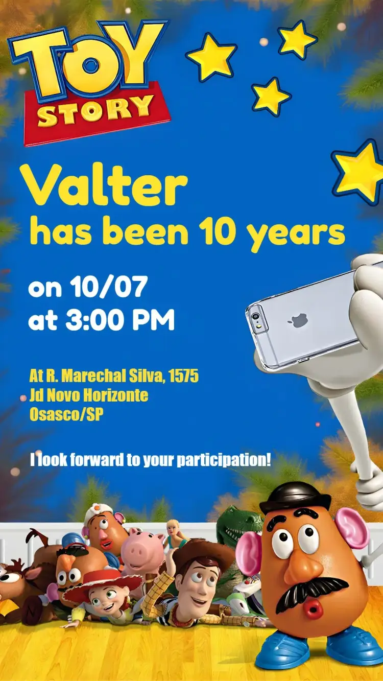 Black Toy Story invitation