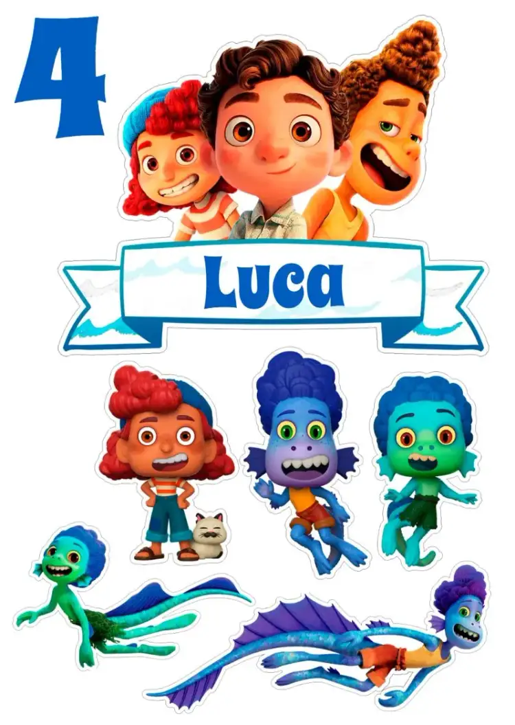 Invitation Luca Disney Blue Cake Topper – Cake topper theme blue, Disney, children's, fun, vibrant, themed