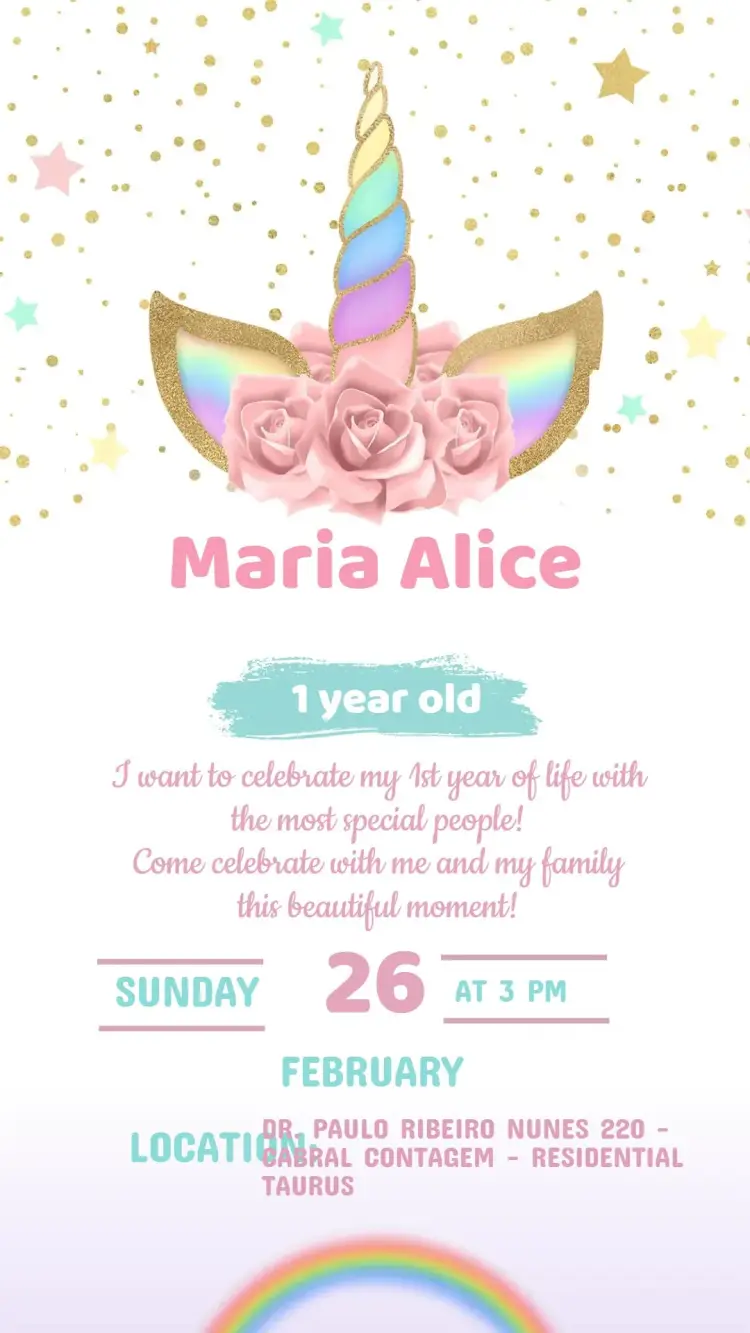 Unicorn Birthday Invitation
