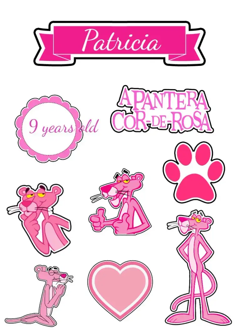 Invitation Topo De Bolo Pantera Cor Rosa Print – Kids' Birthday Party theme colorful, fun-filled, themed, child-friendly, contemporary