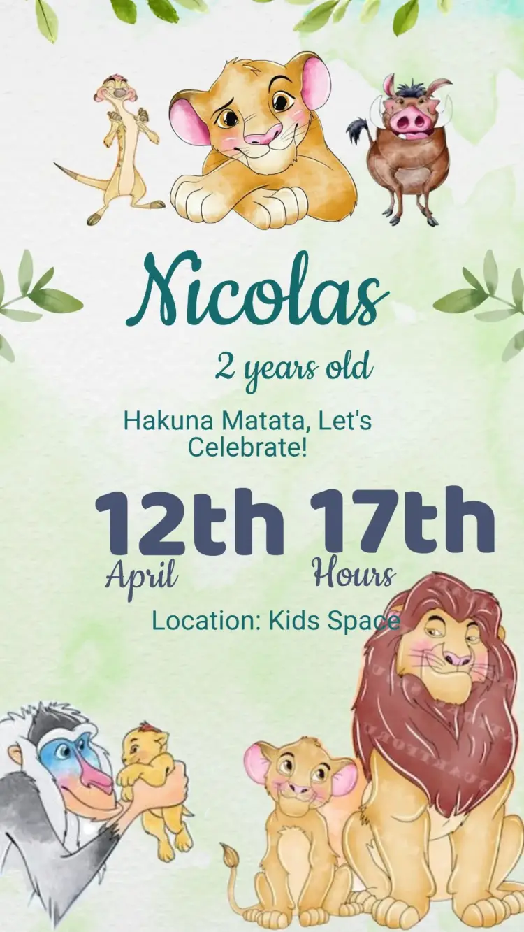 Invite Lion King Birthday Invitation editable and customizable