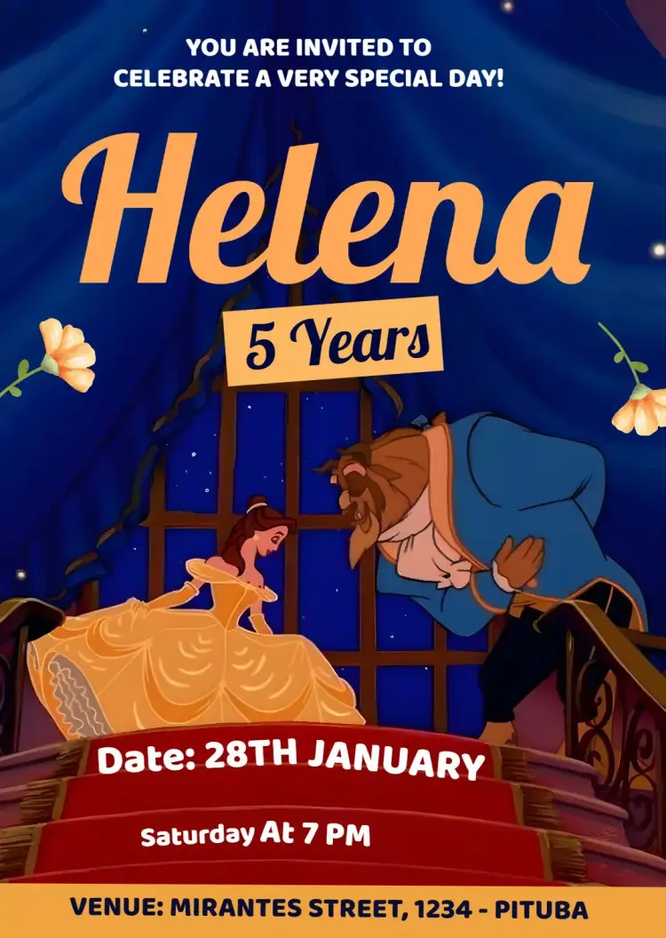 The Beauty And The Blue Beast invitation