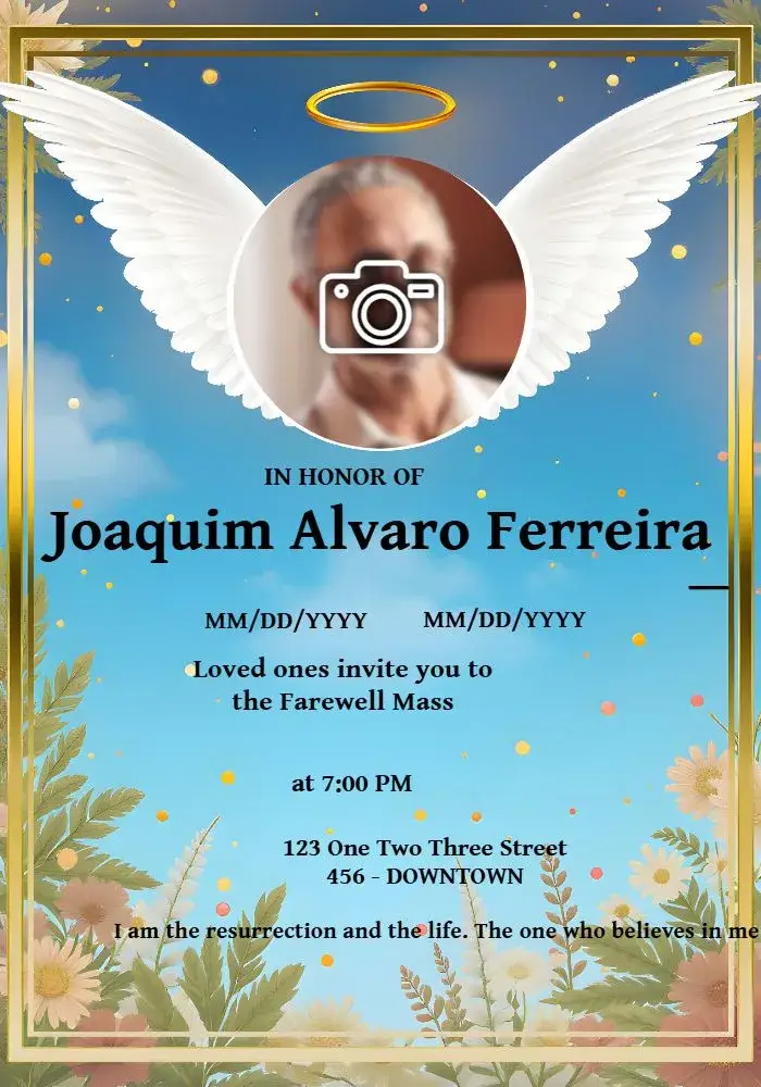 Funeral Mass With Photo Angels invitation