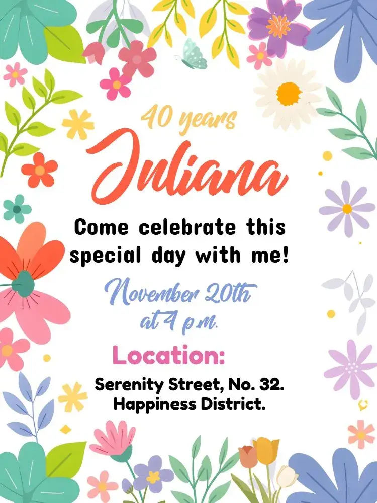 Invite Colorful Floral editable and customizable