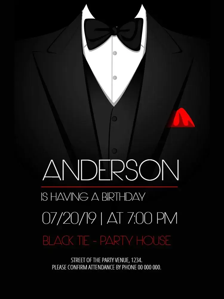 Invite Black Tie Celebration editable and customizable