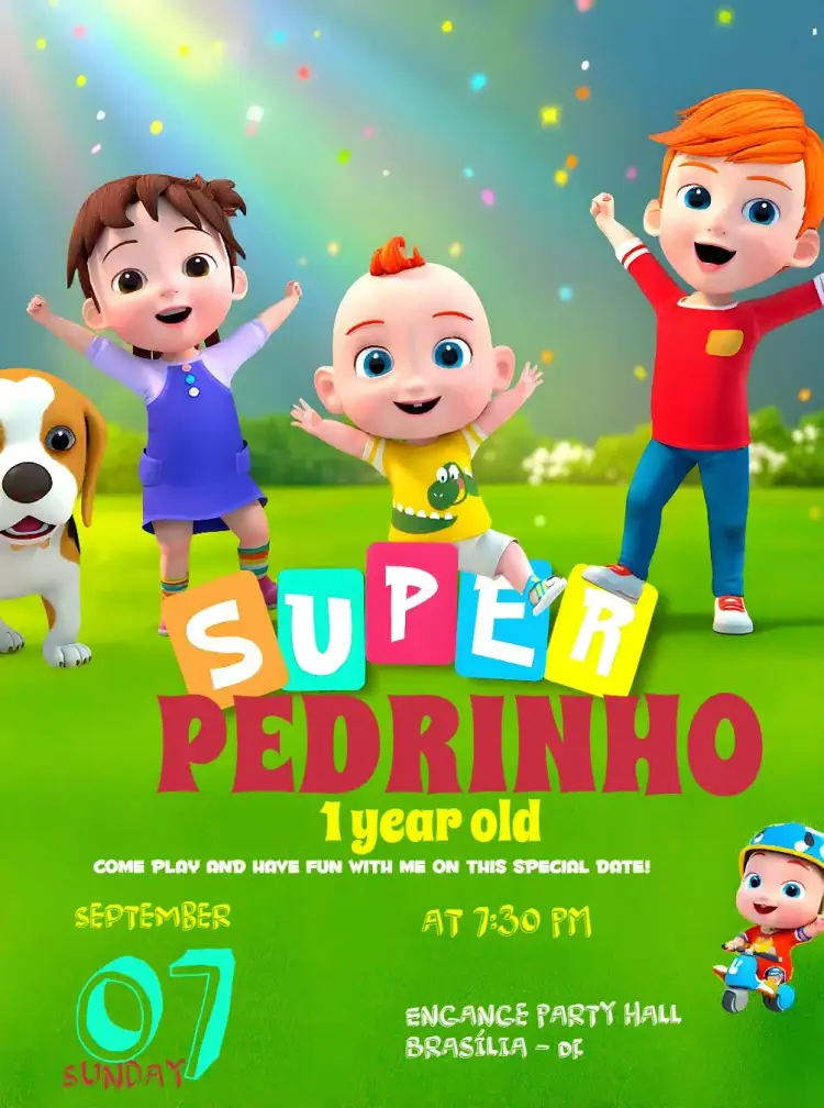 Invitation Super Jojo Grama – Most searched for theme colorful, fun, childish, playful, animals, nature