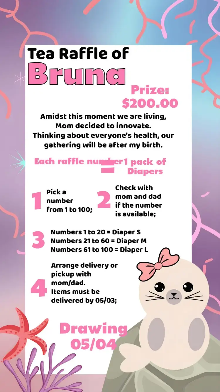 Tea Raffle Seal Numbers invitation