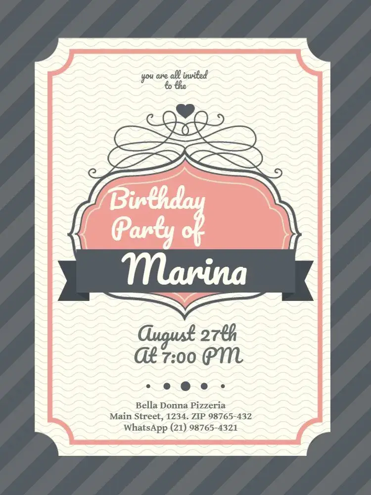 Female Adult Parisian Party invitation
