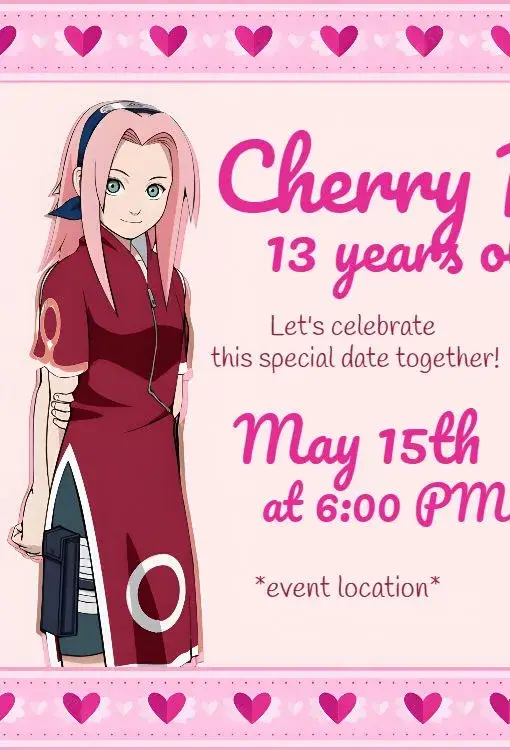 Sakura Haruno Wine invitation